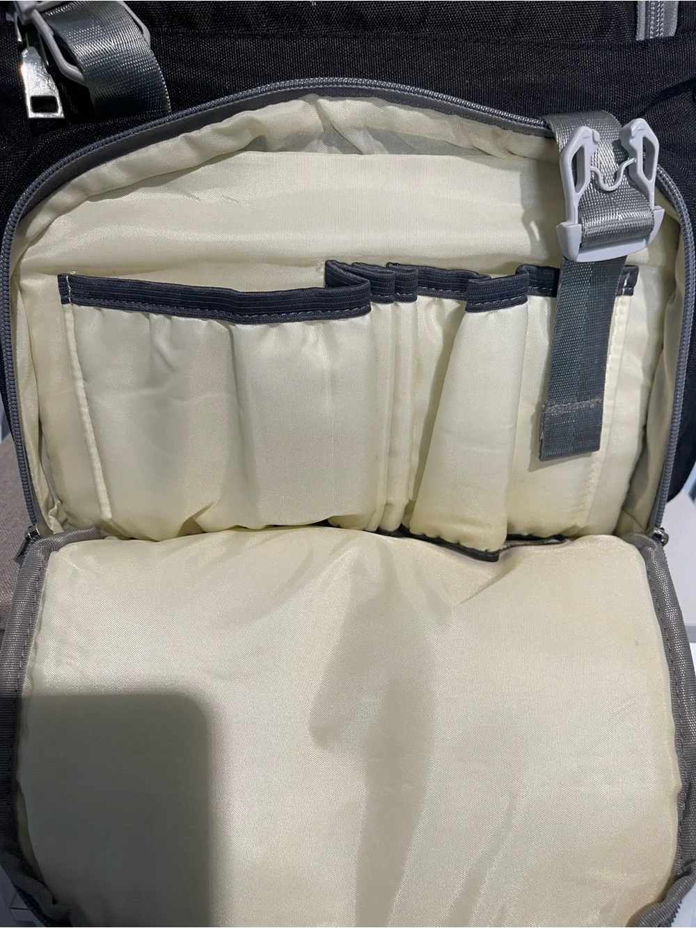 Black Diaper Backpack with Gray Accents